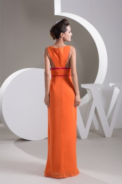 Chiffon Floor-Length V-Neck Long Bridesmaid Dresses 02010098