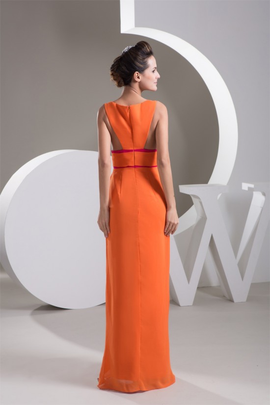 Chiffon Floor-Length V-Neck Long Bridesmaid Dresses 02010098