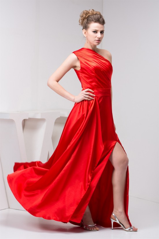 Floor-Length Pleats Long Red Bridesmaid Dresses 02010100