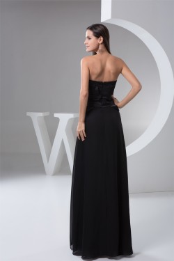 Floor-Length Sleeveless Pleats Strapless Long Black Bridesmaid Dresses 02010101