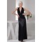 Halter Chiffon Silk like Satin Pleats Sheath/Column Long Black Bridesmaid Dresses 02010102