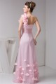 A-Line One-Shoulder Fine Netting Sleeveless Long Pink Bridesmaid Dresses 02010111