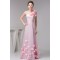 A-Line One-Shoulder Fine Netting Sleeveless Long Pink Bridesmaid Dresses 02010111