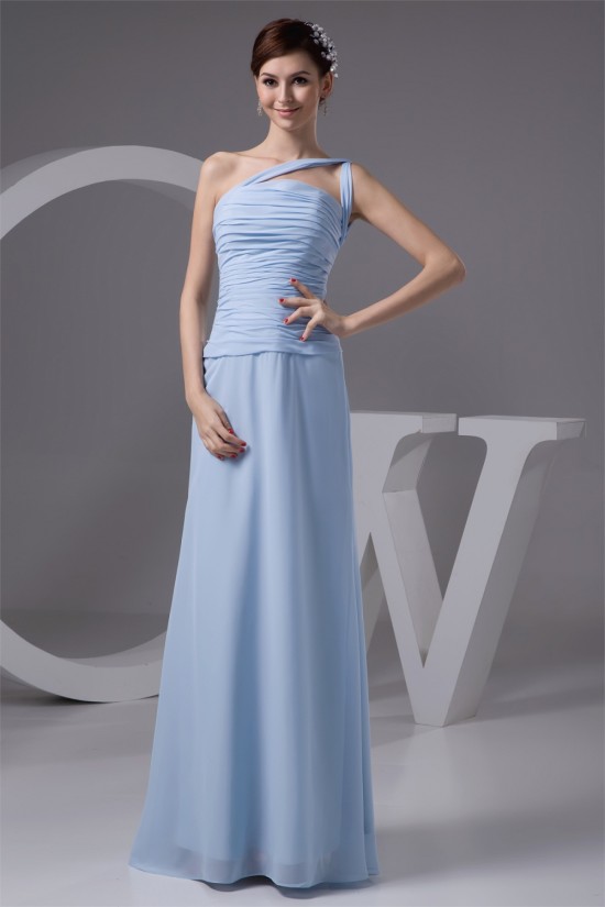Sleeveless One-Shoulder Chiffon Long Bridesmaid Dresses 02010113 Sleeveless One-Shoulder Chiffon Long Bridesmaid Dresses 02010113