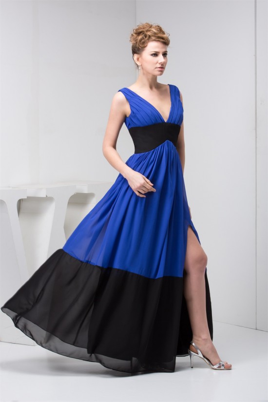 Sleeveless V-Neck Floor-Length A-Line Chiffon Long Bridesmaid Dresses 02010114