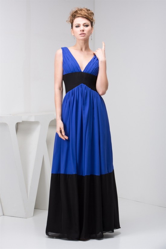 Sleeveless V-Neck Floor-Length A-Line Chiffon Long Bridesmaid Dresses 02010114