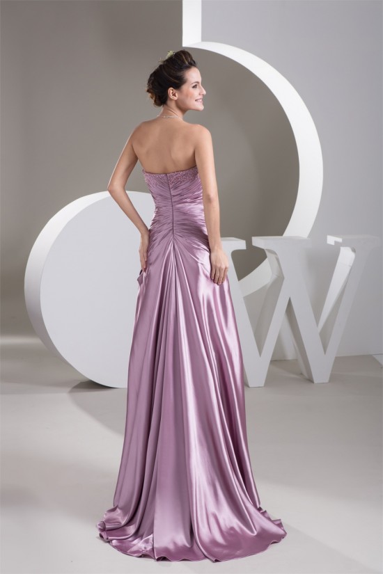 Strapless Beading Sleeveless A-Line Brush Sweep Train Bridesmaid Dresses 02010116