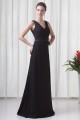 A-Line Chiffon Elastic Woven Satin Brush Sweep Train Long Black Bridesmaid Dresses 02010119