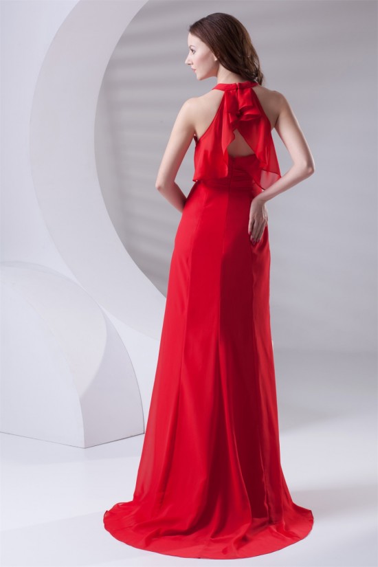 A-Line Chiffon Brush Sweep Train Long Red Chiffon Bridesmaid Dresses 02010120 A-Line Chiffon Brush Sweep Train Long Red Chiffon Bridesmaid Dresses 02010120