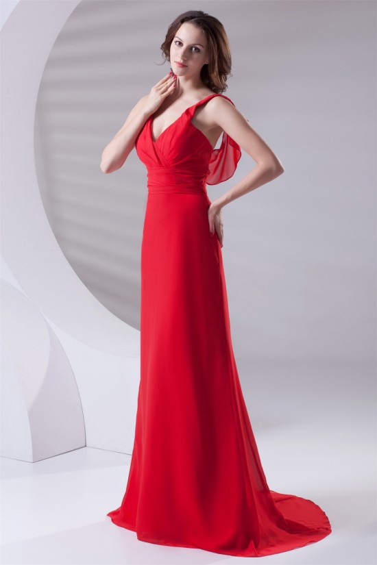A-Line Chiffon Brush Sweep Train Long Red Chiffon Bridesmaid Dresses 02010120 A-Line Chiffon Brush Sweep Train Long Red Chiffon Bridesmaid Dresses 02010120