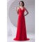 A-Line Chiffon Brush Sweep Train Long Red Chiffon Bridesmaid Dresses 02010120
