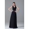 A-Line Chiffon V-Neck Long Black Bridesmaid/Wedding Party Dresses 02010121