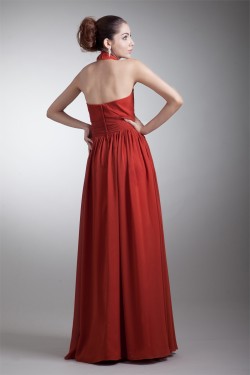 A-Line Halter Sleeveless Handmade Flowers Most Popular Long Bridesmaid Dresses 02010125