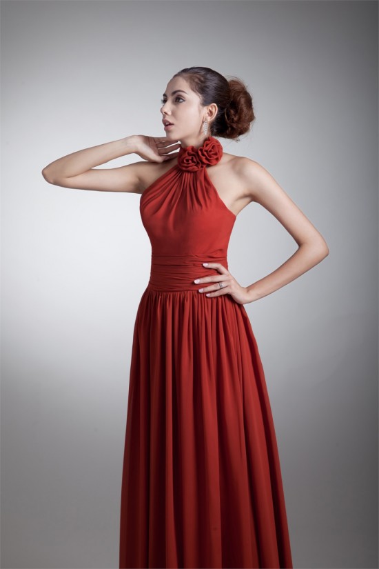 A-Line Halter Sleeveless Handmade Flowers Most Popular Long Bridesmaid Dresses 02010125 A-Line Halter Sleeveless Handmade Flowers Most Popular Long Bridesmaid Dresses 02010125
