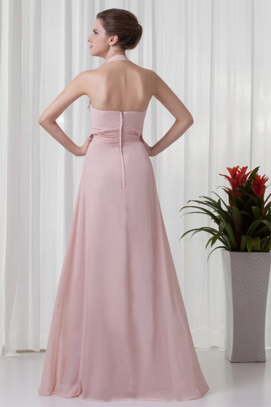 A-Line Sleeveless Floor-Length Ruched Halter Most Popular Long Bridesmaid Dresses 02010129 A-Line Sleeveless Floor-Length Ruched Halter Most Popular Long Bridesmaid Dresses 02010129