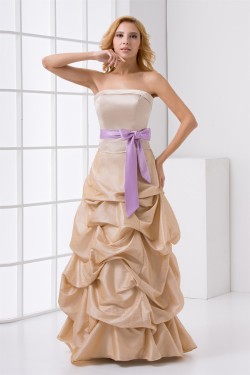 A-Line Taffeta Floor-Length Long Bridesmaid Dresses 02010131