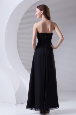 Ankle-Length Sleeveless Chiffon Sweetheart Long Black Bridesmaid Dresses 02010133