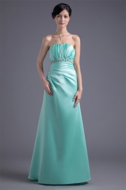 Beading Sleeveless A-Line Floor-Length Strapless Long Bridesmaid Dresses 02010134