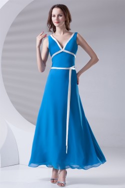 Beautiful A-Line Chiffon V-Neck Bridesmaid Dresses 02010137