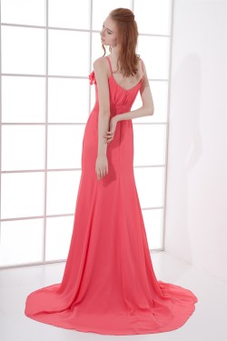 A-Line Ruffles Chiffon Long Bridesmaid/Evening Dresses 02010139