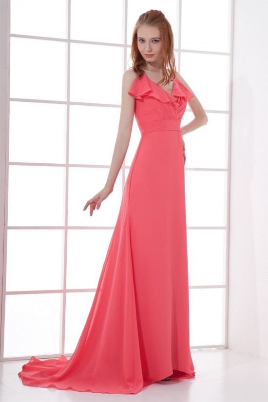 A-Line Ruffles Chiffon Long Bridesmaid/Evening Dresses 02010139 A-Line Ruffles Chiffon Long Bridesmaid/Evening Dresses 02010139
