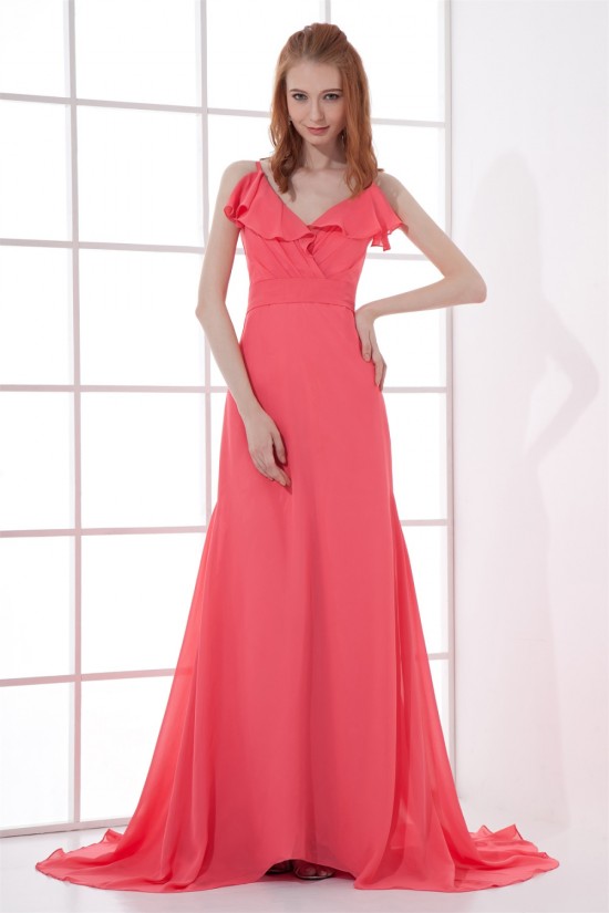 A-Line Ruffles Chiffon Long Bridesmaid/Evening Dresses 02010139 A-Line Ruffles Chiffon Long Bridesmaid/Evening Dresses 02010139