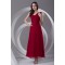 A-Line Chiffon Bows Strapless One-Shoulder Long Red Bridesmaid Dresses 02010141