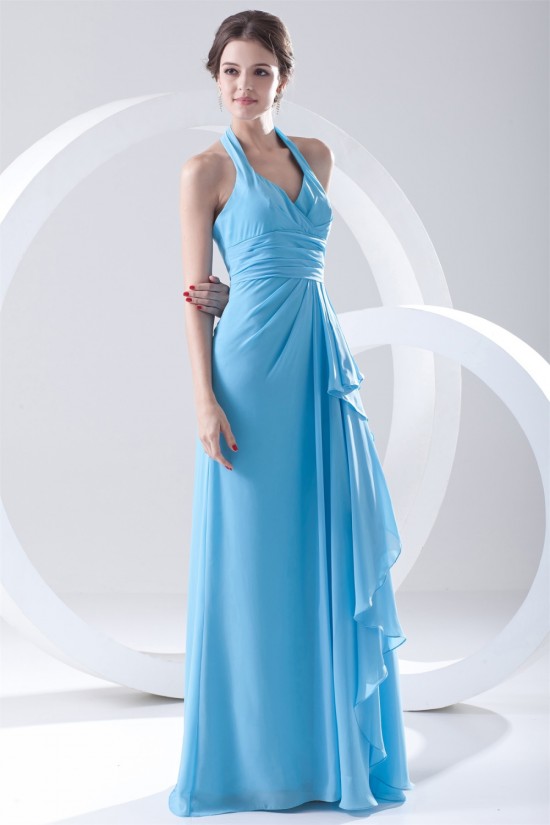 Most Popular Halter Side Drapping Best Long Blue Chiffon Bridesmaid Dresses 02010142 Most Popular Halter Side Drapping Best Long Blue Chiffon Bridesmaid Dresses 02010142