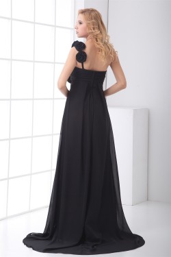 Hot Selling Chiffon One-Shoulder Long Black Bridesmaid Dresses 02010143