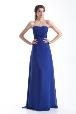 Hot Selling Pleats Strapless Long Blue Bridesmaid/Prom/Formal Evening Dresses 02010144