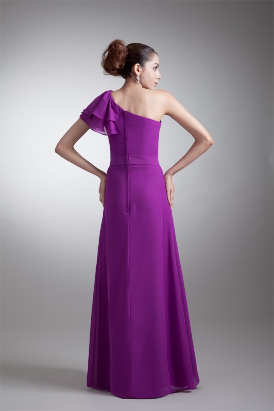 A-Line One-Shoulder Ruffles Floor-Length Purple Bridesmaid Dresses 02010146 A-Line One-Shoulder Ruffles Floor-Length Purple Bridesmaid Dresses 02010146