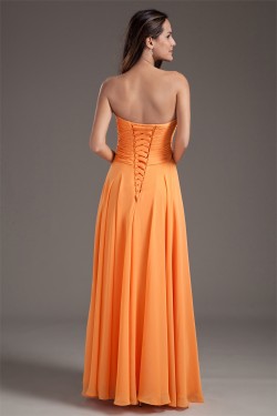 A-Line Sweetheart Floor-Length Chiffon Pleats Long Bridesmaid Dresses 02010155