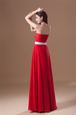 A-Line Sweetheart Floor-Length Chiffon Long Red Bridesmaid Dressess 02010156