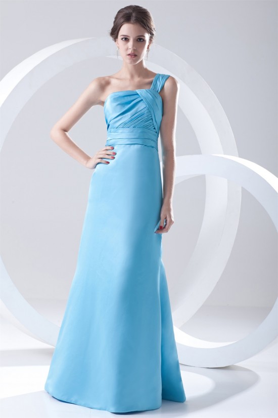 A-Line One-Shoulder Floor-Length Pleats Sleeveless Long Satin Bridesmaid Dresses 02010158 A-Line One-Shoulder Floor-Length Pleats Sleeveless Long Satin Bridesmaid Dresses 02010158