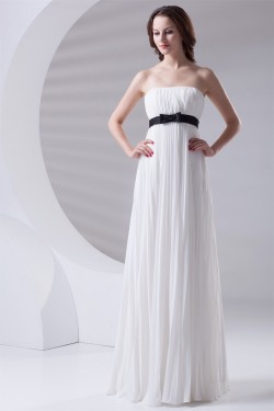 Empire Strapless Long White Chiffon Bridesmaid Dresses Maternity Dresses 02010161