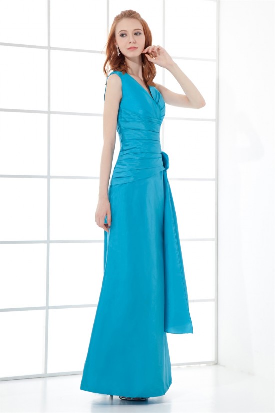 Floor-Length V-Neck Taffeta Handmade Flowers Bridesmaid Dresses 02010163 Floor-Length V-Neck Taffeta Handmade Flowers Bridesmaid Dresses 02010163