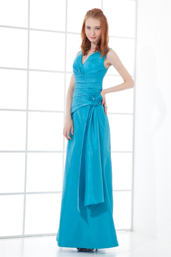 Floor-Length V-Neck Taffeta Handmade Flowers Bridesmaid Dresses 02010163 Floor-Length V-Neck Taffeta Handmade Flowers Bridesmaid Dresses 02010163