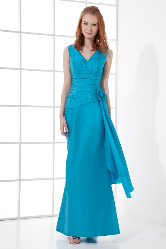 Floor-Length V-Neck Taffeta Handmade Flowers Bridesmaid Dresses 02010163 Floor-Length V-Neck Taffeta Handmade Flowers Bridesmaid Dresses 02010163