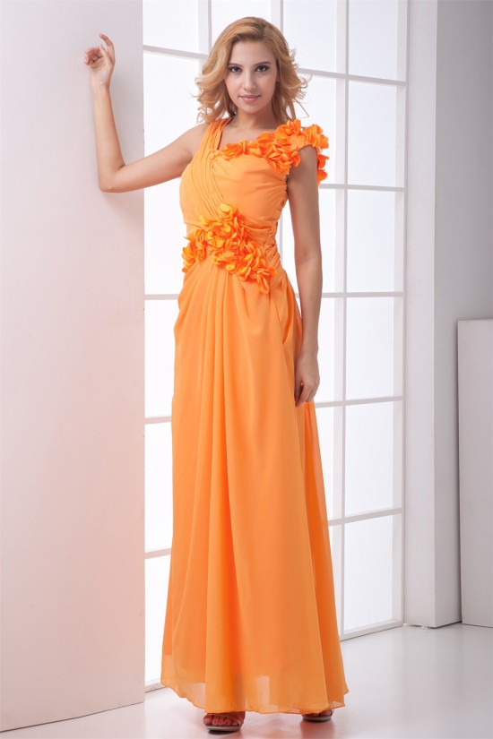 Handmade Flowers Ankle-Length A-Line Chiffon Long Bridesmaid Dresses 02010167 Handmade Flowers Ankle-Length A-Line Chiffon Long Bridesmaid Dresses 02010167