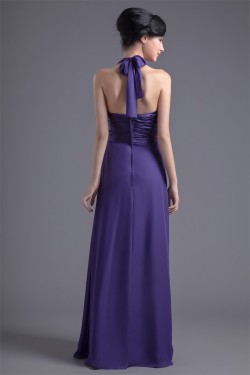 New Arrival Chiffon Sleeveless Ruched Long Bridesmaid Dresses 02010171