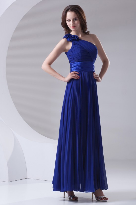 One-Shoulder A-Line Handmade Flowers Chiffon Long Blue Bridesmaid Dresses 02010172 One-Shoulder A-Line Handmade Flowers Chiffon Long Blue Bridesmaid Dresses 02010172
