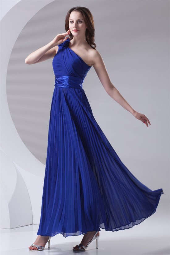 One-Shoulder A-Line Handmade Flowers Chiffon Long Blue Bridesmaid Dresses 02010172 One-Shoulder A-Line Handmade Flowers Chiffon Long Blue Bridesmaid Dresses 02010172