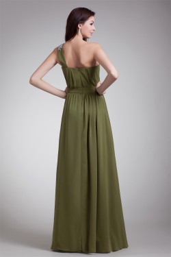 One-Shoulder Floor-Length Sheath/Column Beaded Long Bridesmaid Dresses 02010174