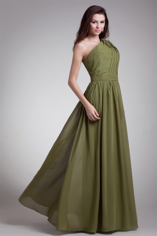 One-Shoulder Floor-Length Sheath/Column Beaded Long Bridesmaid Dresses 02010174