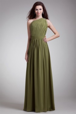 One-Shoulder Floor-Length Sheath/Column Beaded Long Bridesmaid Dresses 02010174