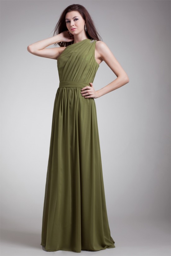 One-Shoulder Floor-Length Sheath/Column Beaded Long Bridesmaid Dresses 02010174