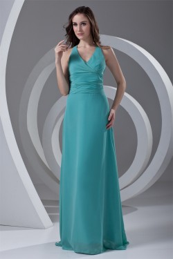 Pleats Sleeveless Floor-Length Chiffon Long Bridesmaid Dresses 02010178
