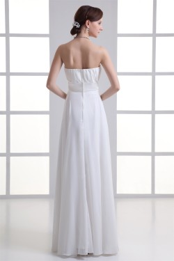 Pleats Sleeveless Sheath/Column Floor-Length Long White Bridesmaid Dresses 02010179