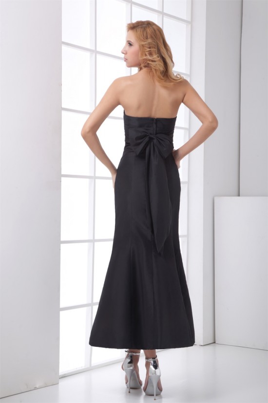 Ruched Ankle-Length Satin Sleeveless Strapless Long Black Bridesmaid Dresses 02010181 Ruched Ankle-Length Satin Sleeveless Strapless Long Black Bridesmaid Dresses 02010181