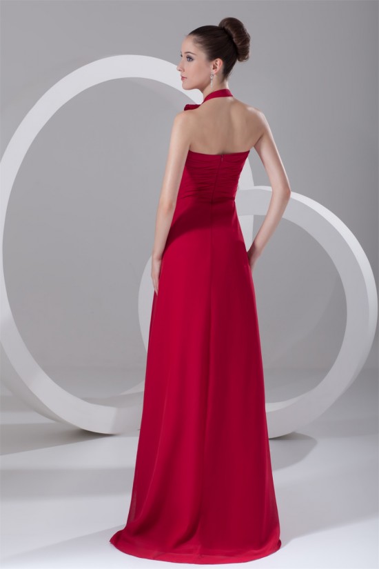 Ruffles Sleeveless Halter Brush Sweep Train Long Red Bridesmaid Dresses 02010182 Ruffles Sleeveless Halter Brush Sweep Train Long Red Bridesmaid Dresses 02010182